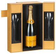 VEUVE CLICQUOT BRUT LUXE COFFRET + 2 FLUTES